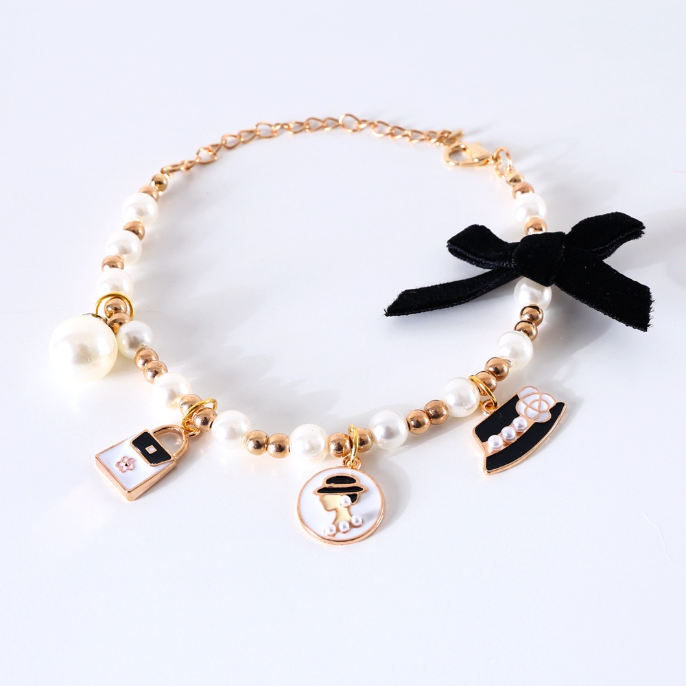 Vòng Cổ Cho Chó Mèo Thú Cưng Hạt Charm Kèm Nơ Thắt