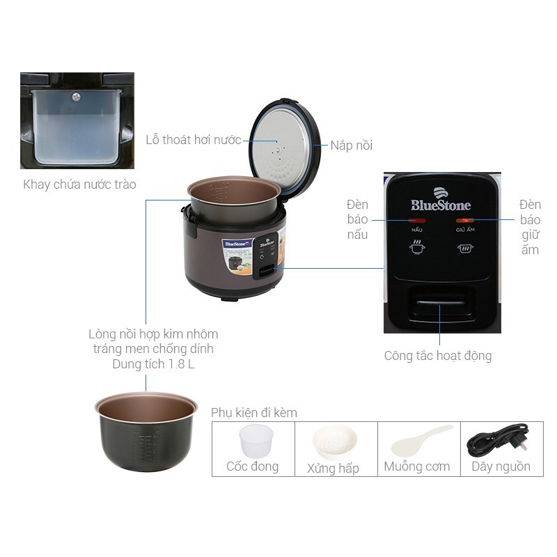 Nồi cơm điện Bluestone 1.8 lít RCB-5519