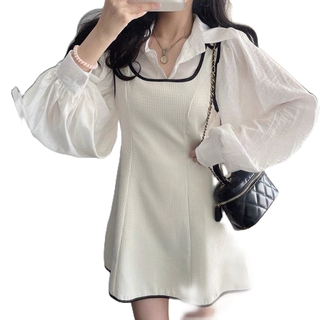 Set S13 sơ mi kèm váy yếm