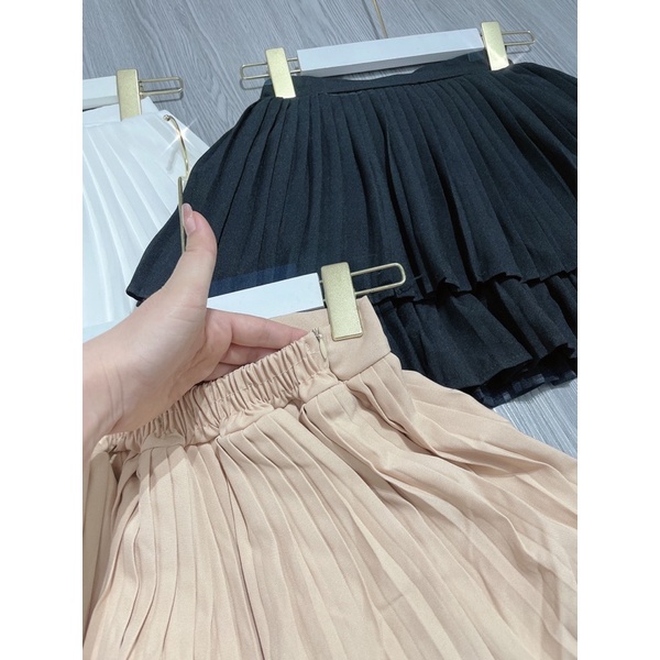 chân váy 2 tầng xếp ly hàng loại 1 hàng nhập QC - hình thật