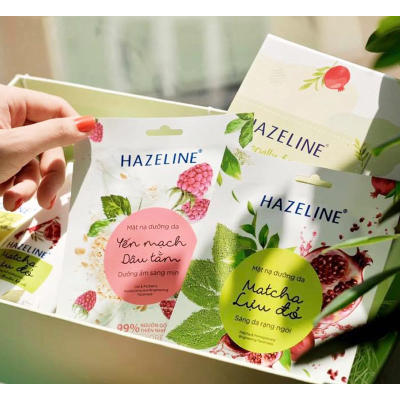 Combo 5 Mặt Nạ Dưỡng Ẩm Hazeline Trà Xanh Và Lựu Đỏ(bachtuyet102)