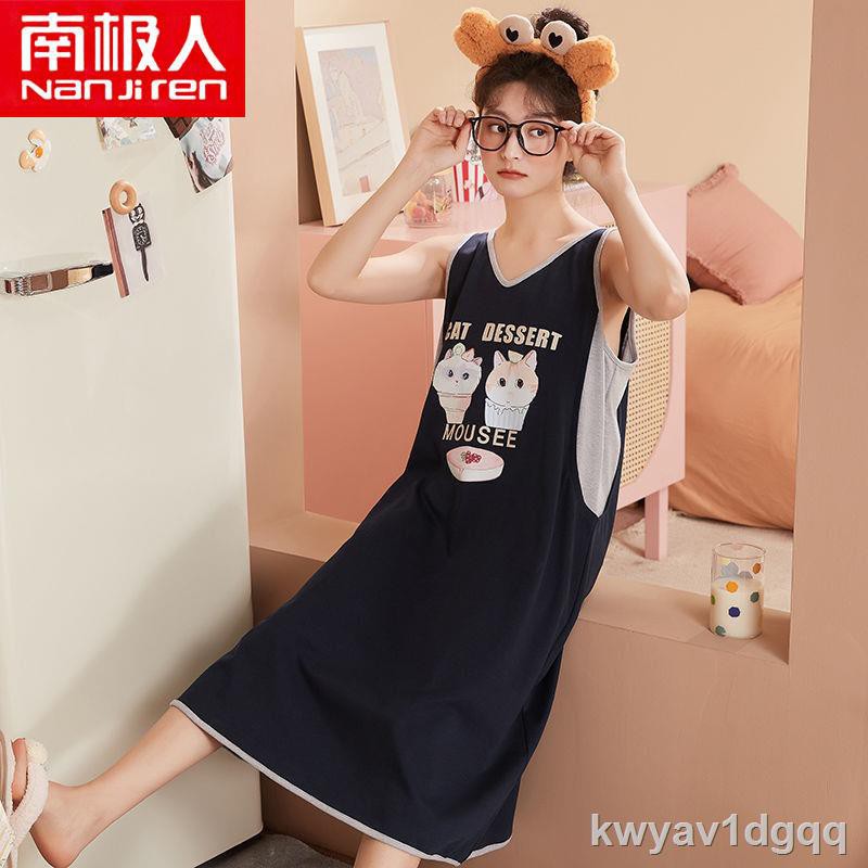 Nam Cực váy ngủ không tay cho phụ nữ pyjama mỏng ban ngày yếm bà bầuB