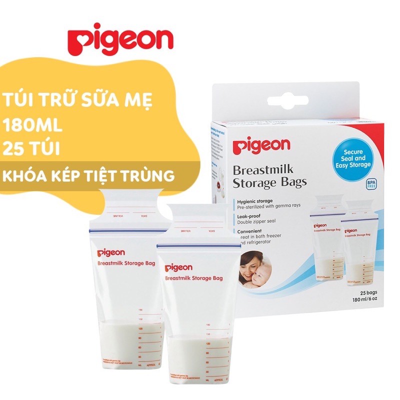 Túi trữ sữa mẹ Pigeon 180ml (25 túi/hộp)