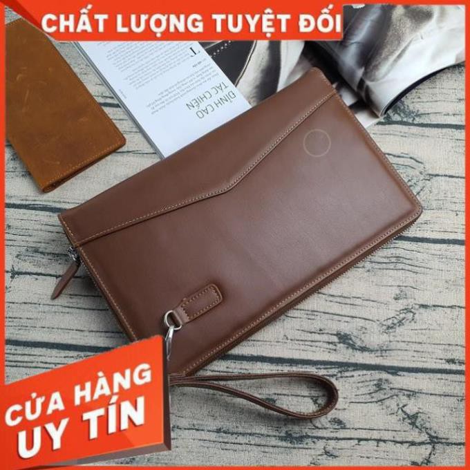 Ví da nam Clutch cầm tay nam da thật, handmade, độ bền cao,