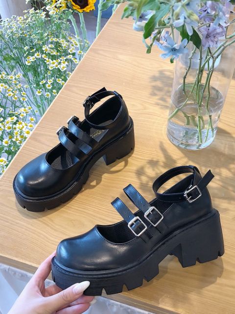 (SẴN 1 SỐ SIZE) Giày Búp bê Ulzzang Nữ Đế 6 phân 3 Quai cài Sành Điệu | BigBuy360 - bigbuy360.vn