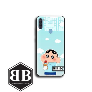 Ốp lưng kính cường lực Samsung A11 các hình shin ngộ nghĩnh