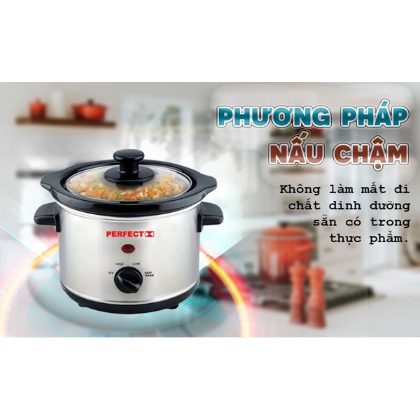 Nồi Nấu Chậm Đa Năng Perfect PF-S09 (2.5 Lít) - Hàng Chính Hãng (hầm thịt, kho thịt, kho cá, nấu cháo, nấu canh)