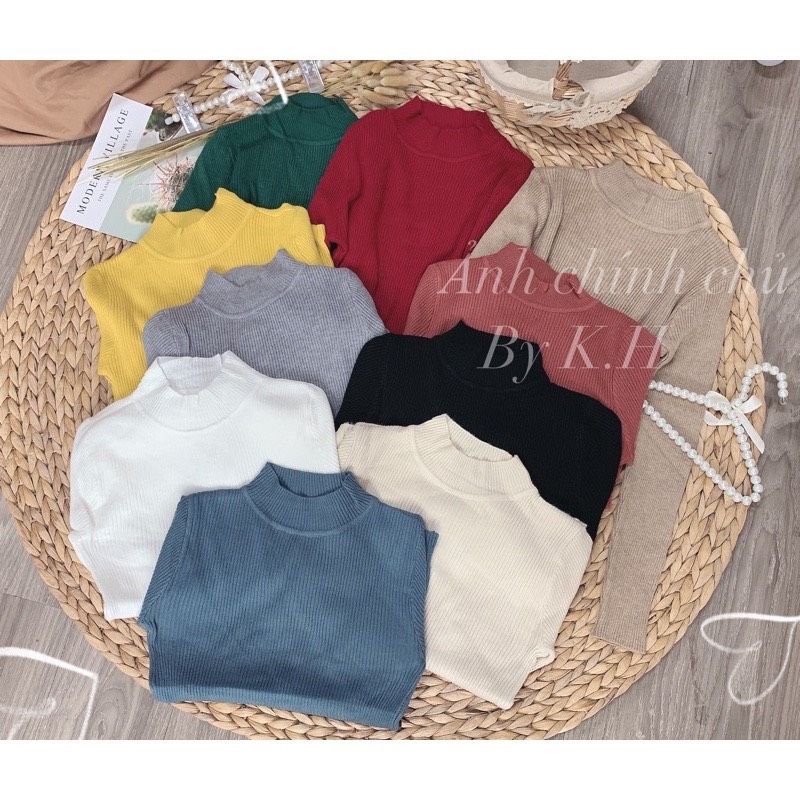 Áo len tăm cổ 3 phân áo giữ nhiệt hàng quảng châu cao cấp