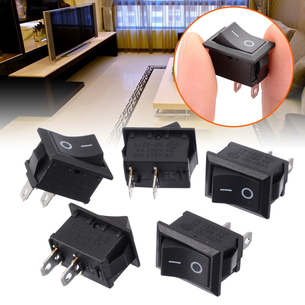 Set 5 Công Tắc Bật/Tắt AC 250V/6A 125V/10A 2 Chấu Màu Đen