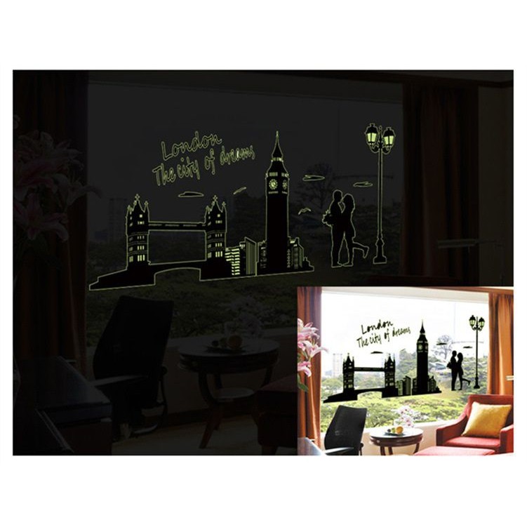 Decal dán tường Dạ quang ⚡ FREESHIP ⚡ London trang trí phòng ngủ sang trọng Decal AmyShop tại HCM