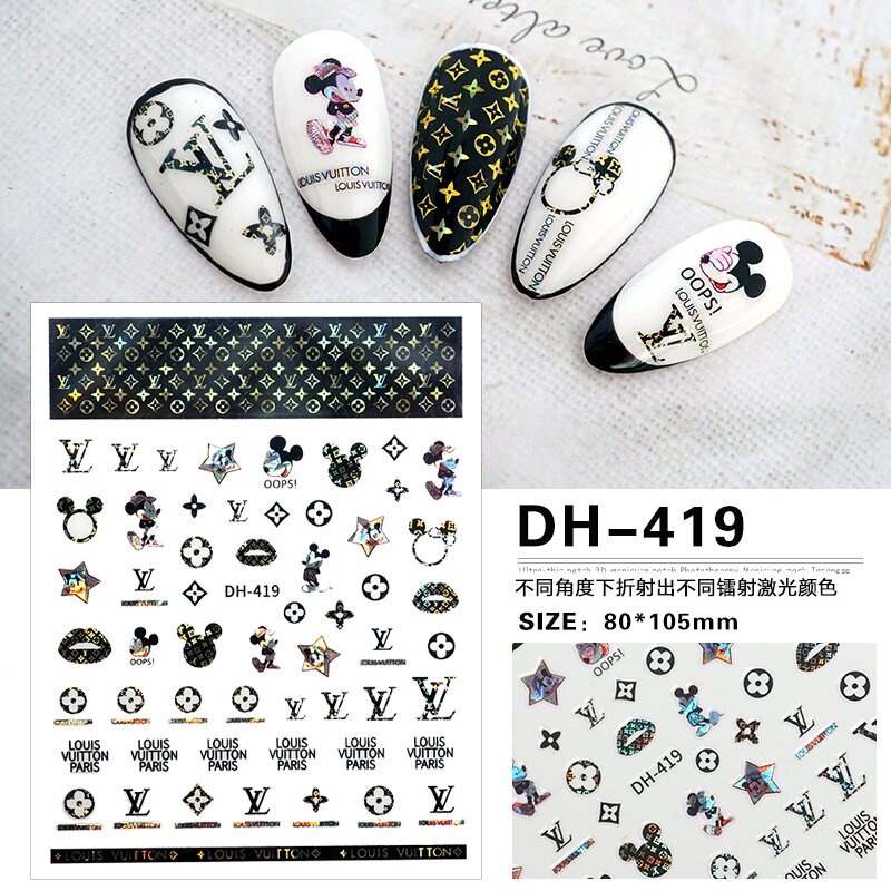 Miếng Dán Trang Trí Móng Tay Chống Thấm Nước Hình Tên Thương Hiệu Lớn Thời Trang