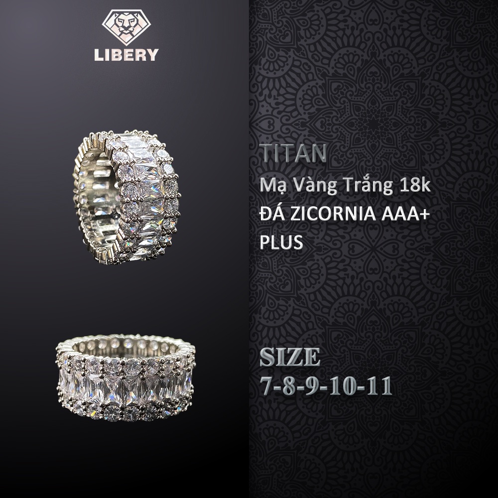 Nhẫn Thời trang CUBAN titan đính đá cz trắng bao quanh lấp lánh- Mẫu N025