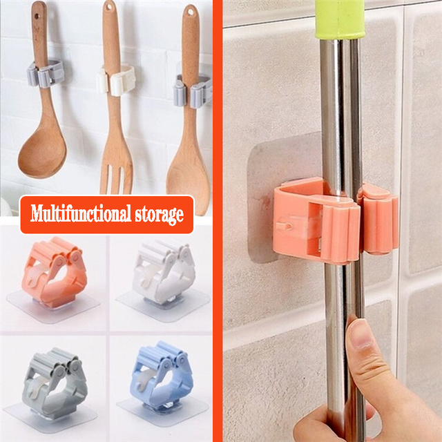 Trông ổn, một chiếc giá treo đa năng. Móc treo chổi, cây lau nhà, không cần khoan, dễ lắp đặt, chịu được nhiều trọng lượng