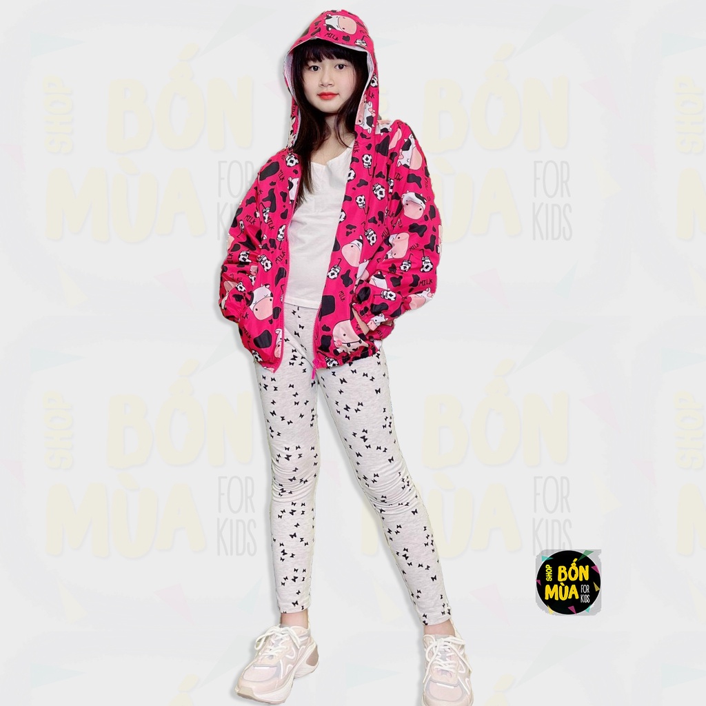 Áo Khoác Gió Bò Sữa Bé Gái 10-45kg 🍇🍇 Áo Khoác Dù Bé Trai Size Đại - Shop Bốn Mùa