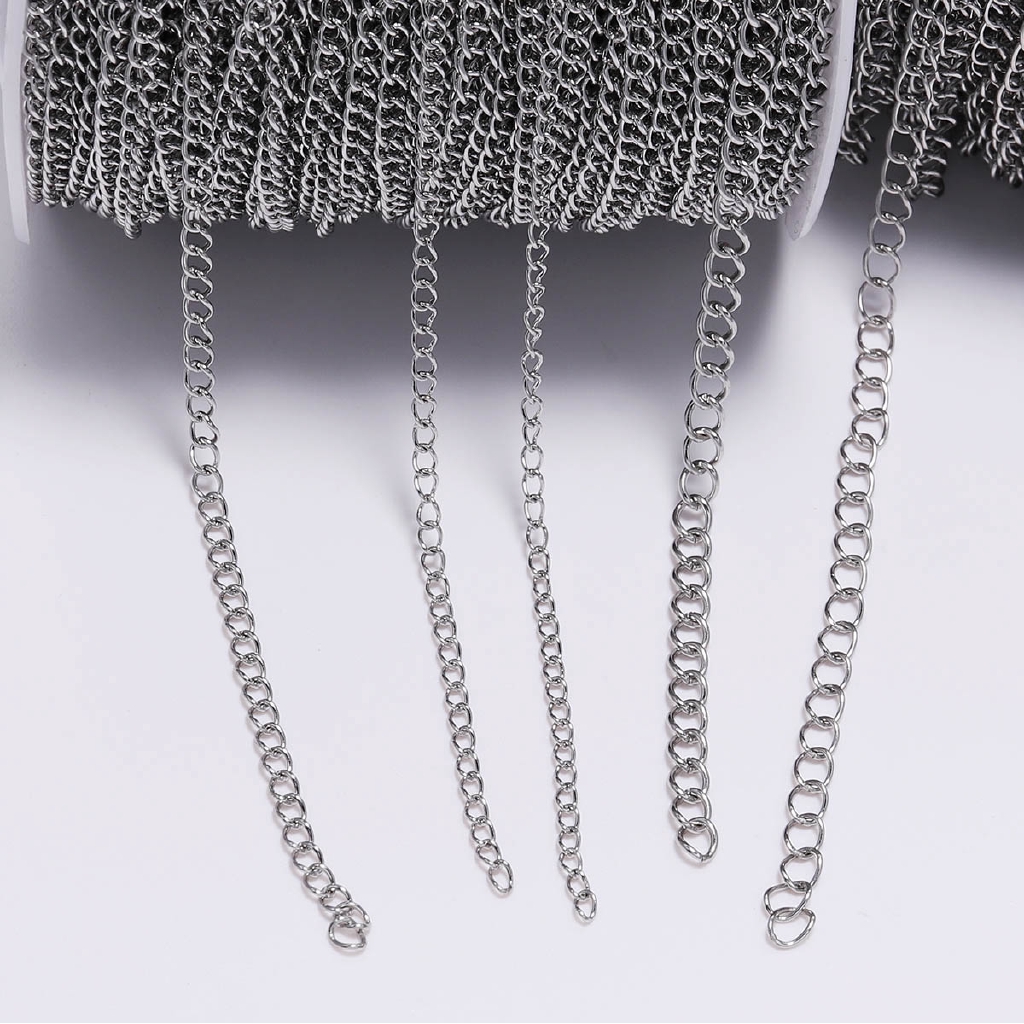 5M/Lot 1.2 2.2 2.4 3.0 4.0mm Bulk Stainless Steel fashion women's necklace and bracelet   Jewellery Chain For DIY Jewelry Making Findings Accessories