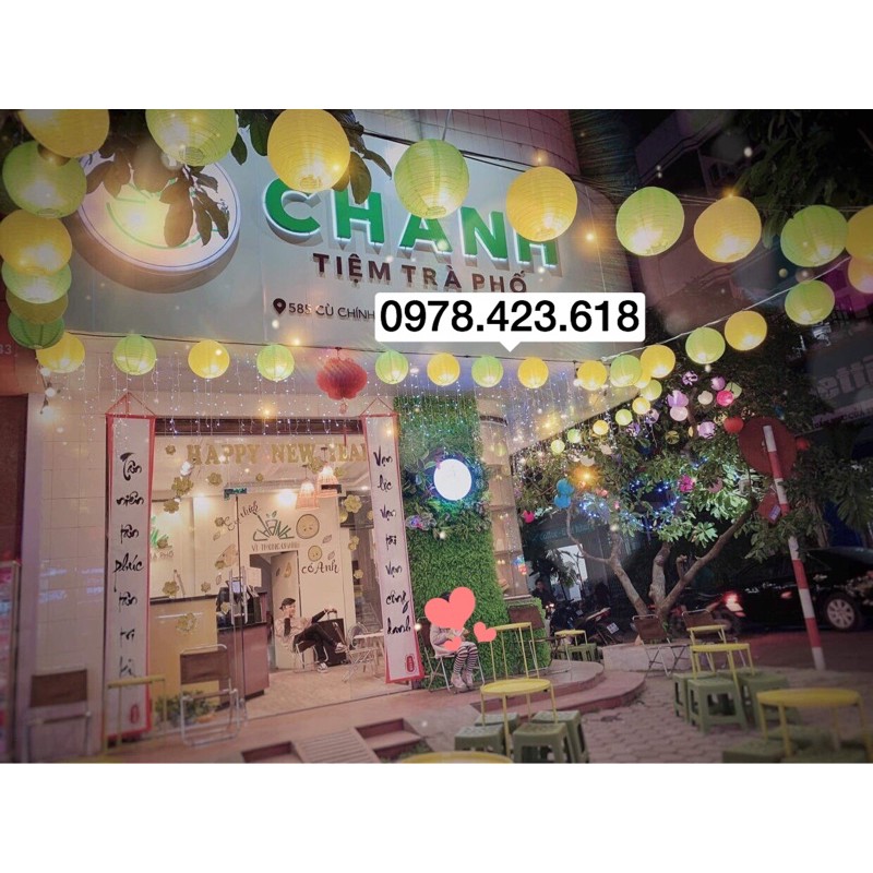 Combo 30 đèn lồng Vải chống nước 25cm đủ màu sắc trang trí lớp học, siêu thị, khu vui chơi