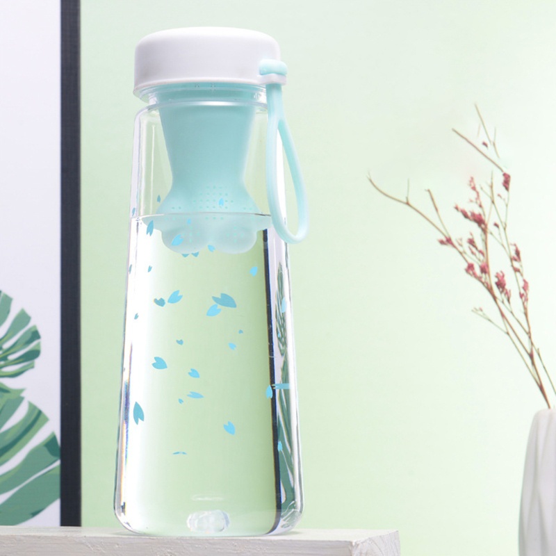 Bình Đựng Nước 550ml Bằng Nhựa Chống Rò Rỉ Hình Chân Mèo Dễ Thương