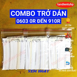 COMBO TRỞ DÁN 0603 1% 67 MÃ TỪ 0R ĐẾN 910R TỔNG 1675 CHIẾC