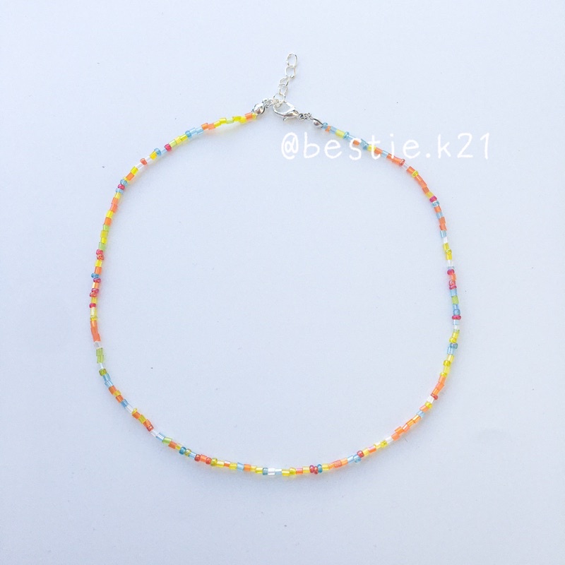 Vòng cổ/choker hạt nhiều màu mix hoa cúc daisy phong cách dễ thương dây mảnh hạt nhỏ phù hợp với cổ nhỏ