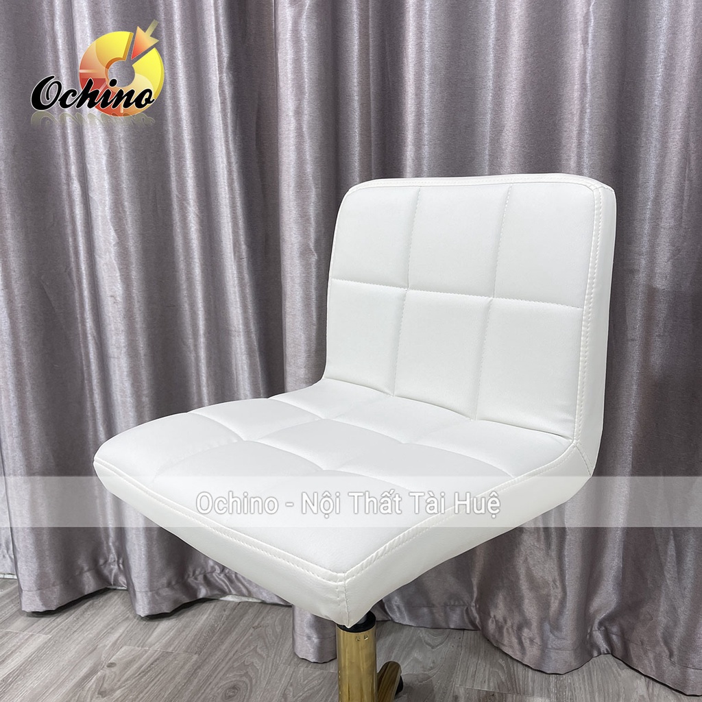 Ghế Trang Điểm Xoay Bánh Xe, Ghế Xoay Spa Chân Vàng Sao Cao Cấp Mẫu Tựa vịn tay inox Hiện Đại ( Hình Thật Shop Chụp)