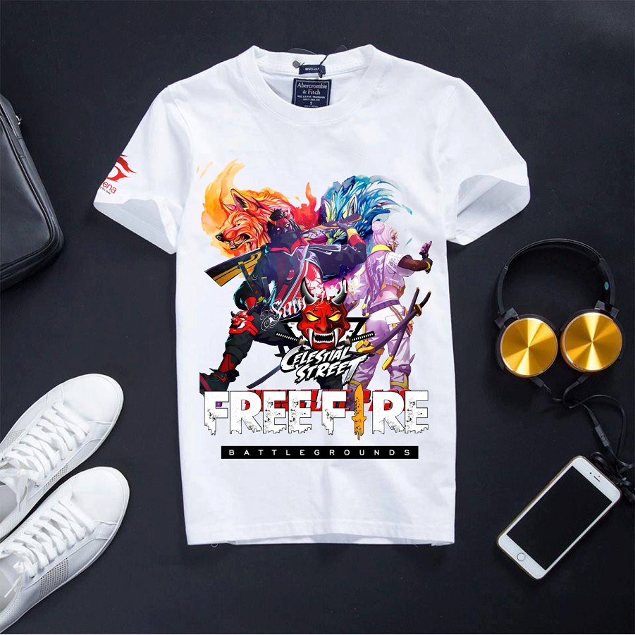 Áo Free Fire  cổ tròn màu trắng thẻ vô cực mùa 28