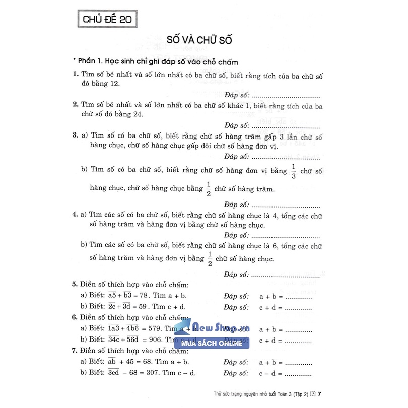 Sách Tham Khảo - Thử Sức Trạng Nguyên Nhỏ Tuổi Môn Toán Lớp 3 - Tập 2 (Dùng Chung Cho Các SGK Mới Hiện Hành) - HA