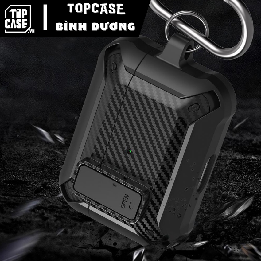 Case Airpods - Vỏ bảo vệ tai nghe Airpods 1/2/3/Pro chống sốc TPU vân carbon,có công tắc kèm móc khoá-TOPCASE BÌNH DƯƠNG