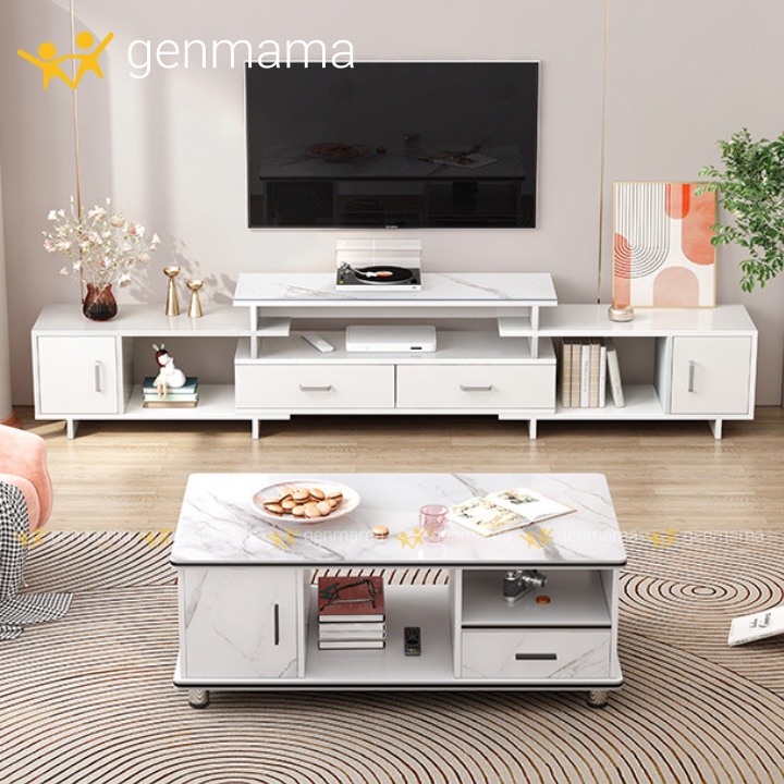 Bàn trà vân đá cẩm thạch, bàn sofa phòng khách có ngăn kéo. Bàn cafe kích thước 100*50cm mẫu mới 2022
