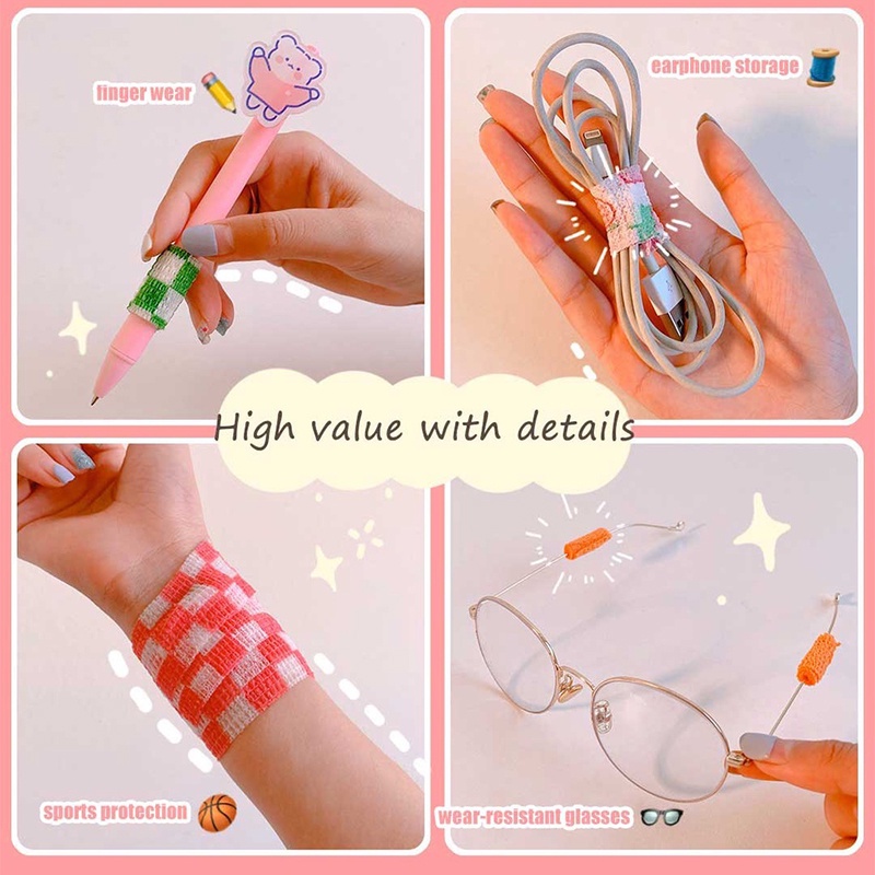 1 Cuộn Băng Đeo Ngón Tay Bằng Vải Không Dệt Co Giãn Họa Tiết Hoạt Hình Thể Thao