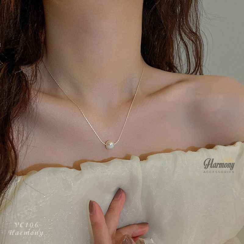 Dây chuyền vòng cổ nữ bạc 925 ngọc trai nhân tạo basic | HARMONY ACCESSORIES VC106