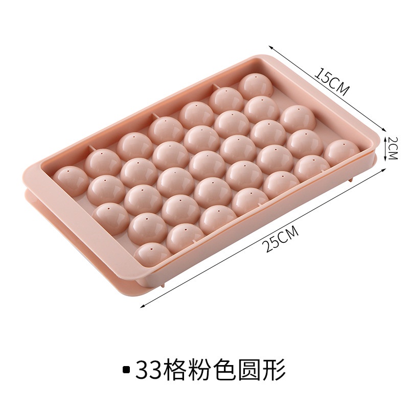 Khay Làm Đá Tròn Tủ Lạnh Khuôn Làm Thạch Bi 33 Viên