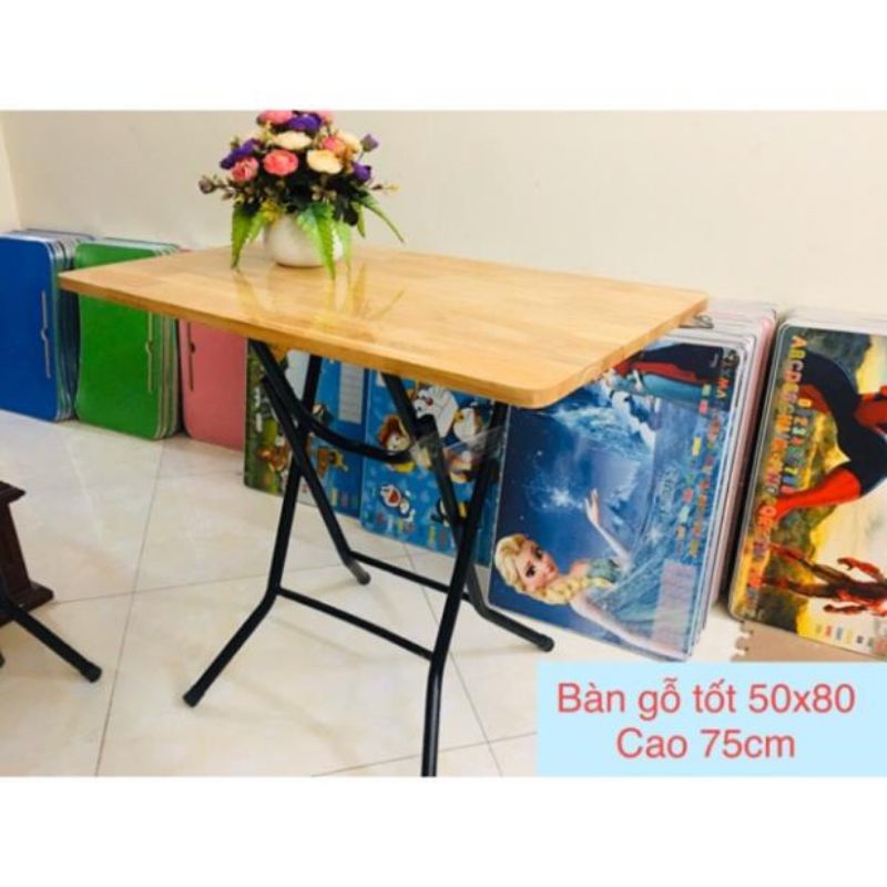 Bàn gỗ cao su 60x80 chân cao 73cm, chỉ ship Hà Nội