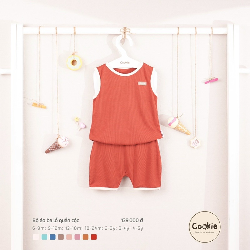 COOKIE Bộ Ba Lỗ Chất Tăm Thoáng Mát Cho Bé Trai Và Gái