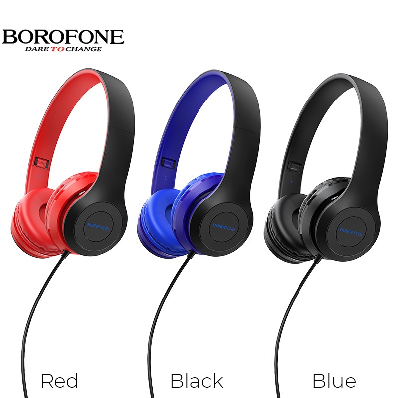 Tai nghe chụp tai BOROFONE BO5 headphone chống ồn nghe hay, dây dài 1.2m, có mic đàm thoại, Jack 3.5mm - Chính hãng