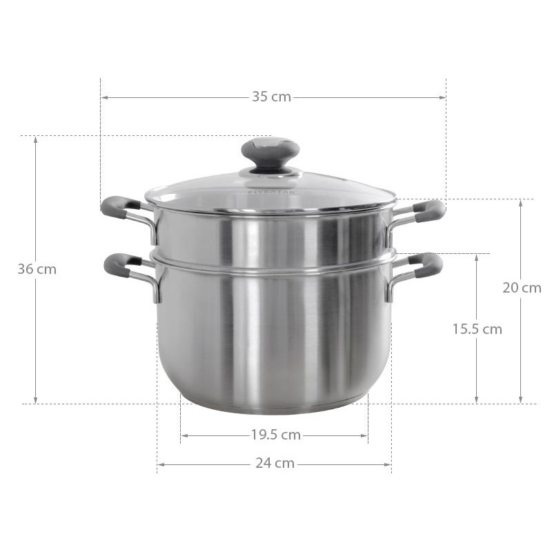 Bộ nồi xửng hấp Inox 3 đáy Fivestar 24cm