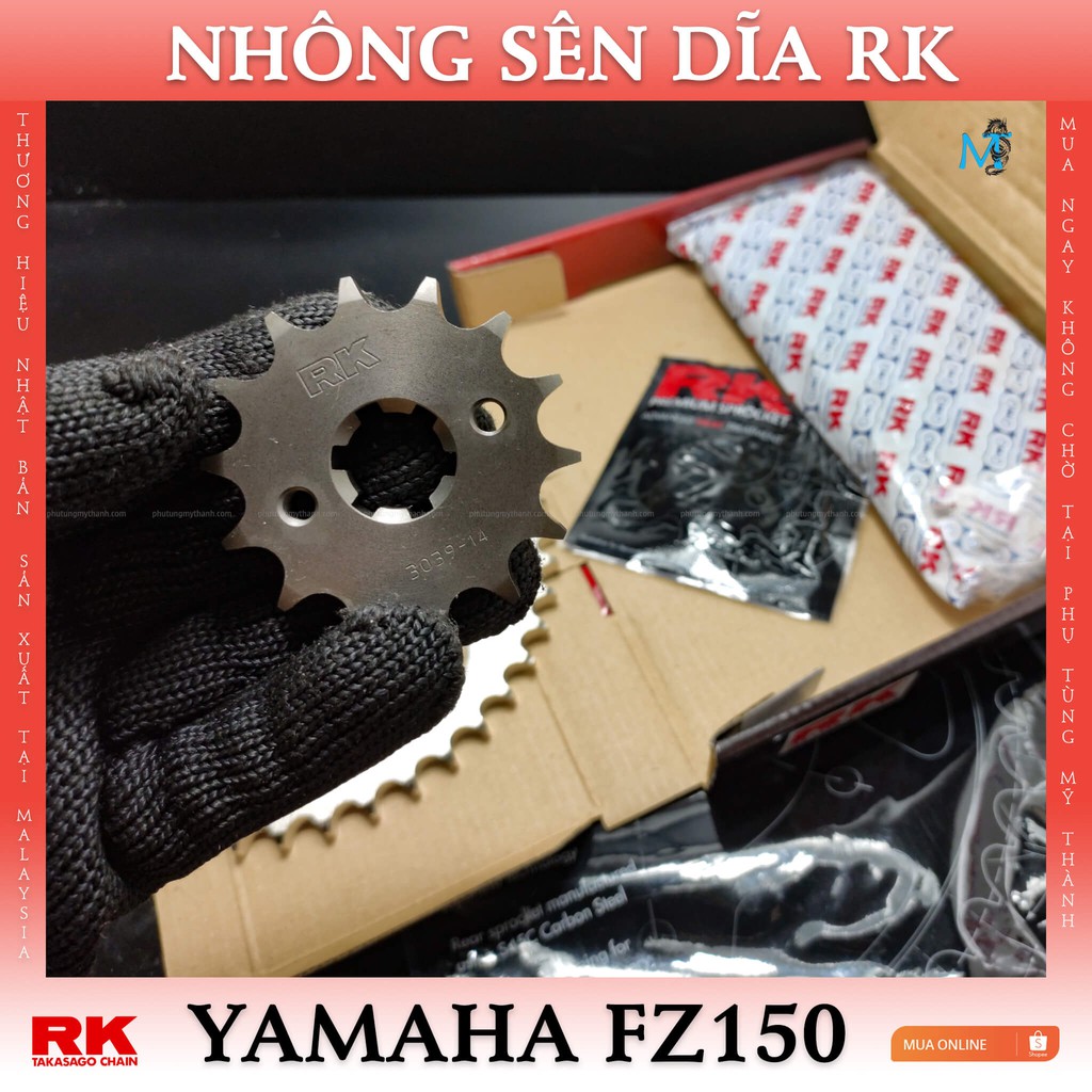 Nhông sên dĩa RK xe  Yamaha Fz150 thương hiệu Nhật Bản