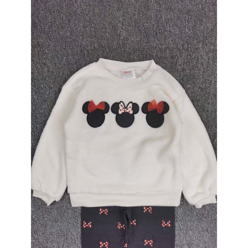 Bộ băng lông thu đông quần cotton mickey cho bé gái đáng yêu