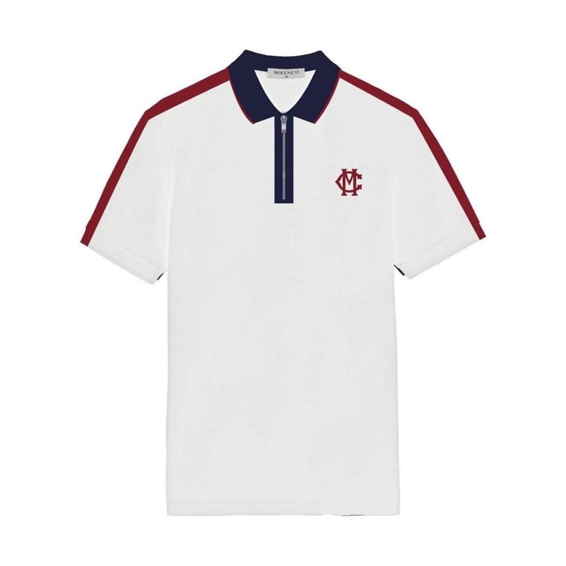 Áo nam Mikenco Zip Polo - White