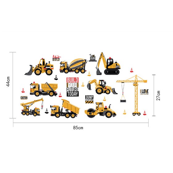 Decal trang trí tường - Xe Giao Thông Vàng Cho Bé
