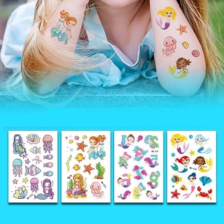 1 Tờ Nàng Tiên Cá Series Miếng Dán Hình Xăm Chống Thấm Nước Tạm Thời Cho Trẻ Em Trang Trí Tiệc Sinh Nhật (Gửi Ngẫu Nhiên)