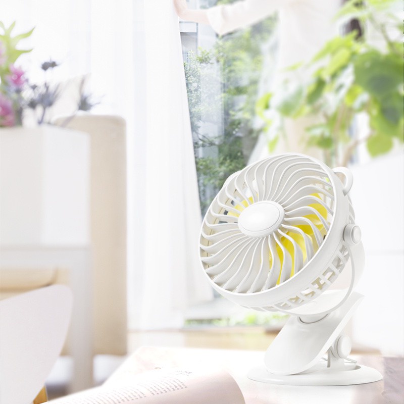 Quạt Tích Điện Mini Cho Em Bé, Dân Văn Phòng, Lái Xe, Đi Du Lịch - Quạt Sạc Mini - Quạt Kẹp Gấp Gọn - Pin Sạc Cao Cấp