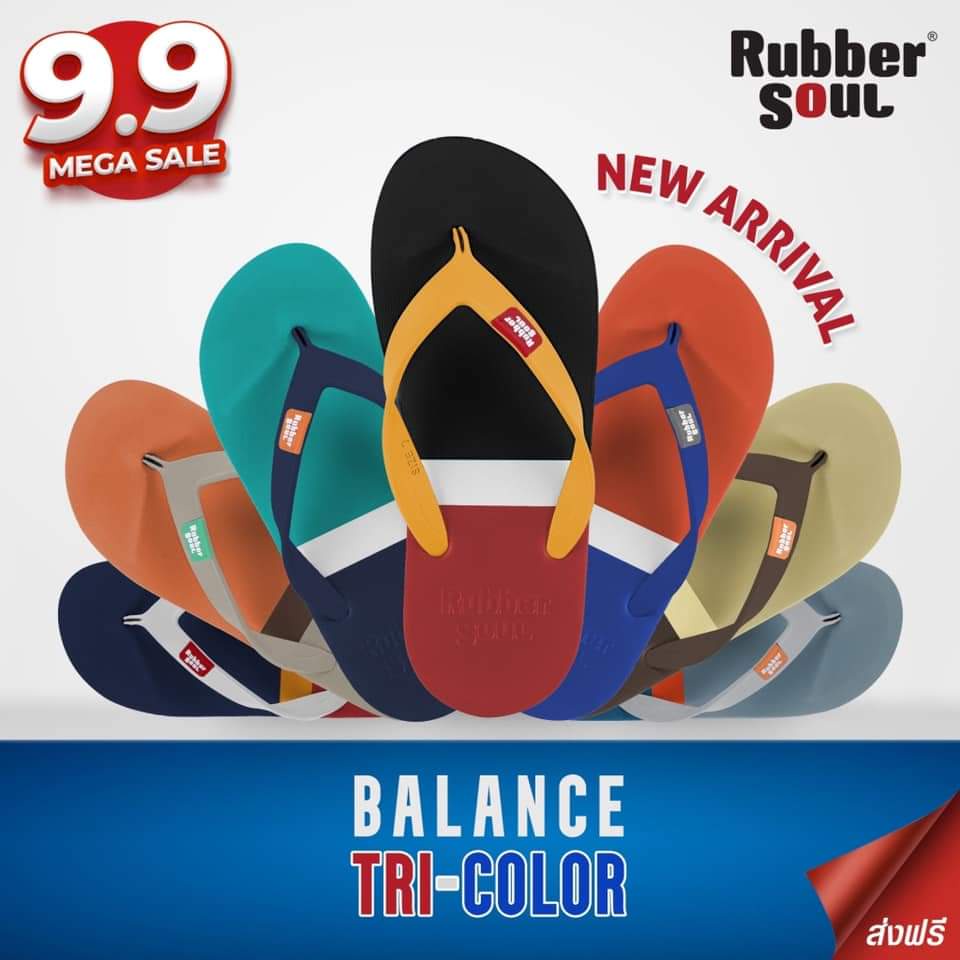 Dép Thái unisex nhập khẩu Dép Xỏ Ngón  RUBBER SOUL - BALANCE TRI COLOR