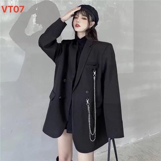 Áo Blazer Hàn quốc. Nam Nữ  Form  Rộng.  có Độn Vai  .có kèm theo phụ kiện ( Big size 110ky)