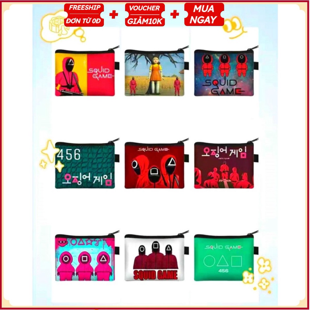 PVN35603 Ví ngắn đựng tiền xu họa tiết hoạt hình 3D Squid Game T2