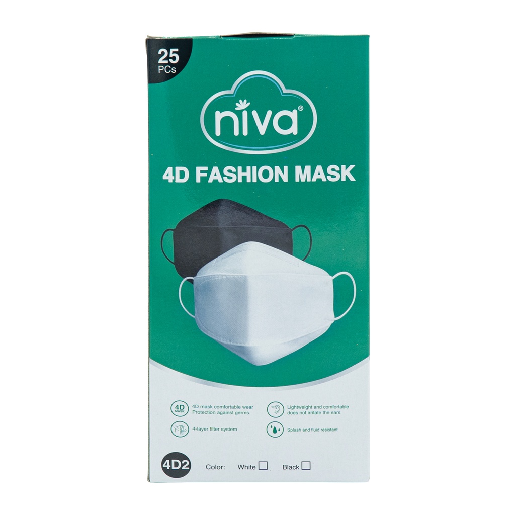 Combo 5 Khẩu Trang NIVA 4D Mask KF94 Người Lớn 25 Chiếc Ngăn Bụi Mịn, Kháng Khuẩn, Không Kích Ứng Da, Hàng Chính Hãng