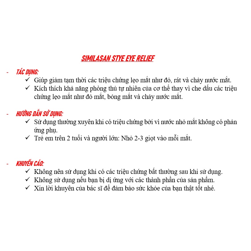 [DATE 12/2023] NHỎ MẮT SIMILASAN STYE EYE RELIEF 10ML