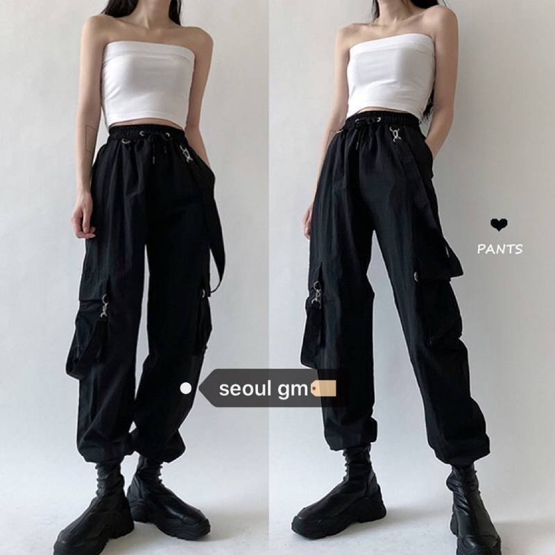 Pants Women's Spring and Summer Korean Style Ins Harajuku Retro Loose BF Style Fried Street Detachable Strap Cargo Jogger Pants Tide lpZN