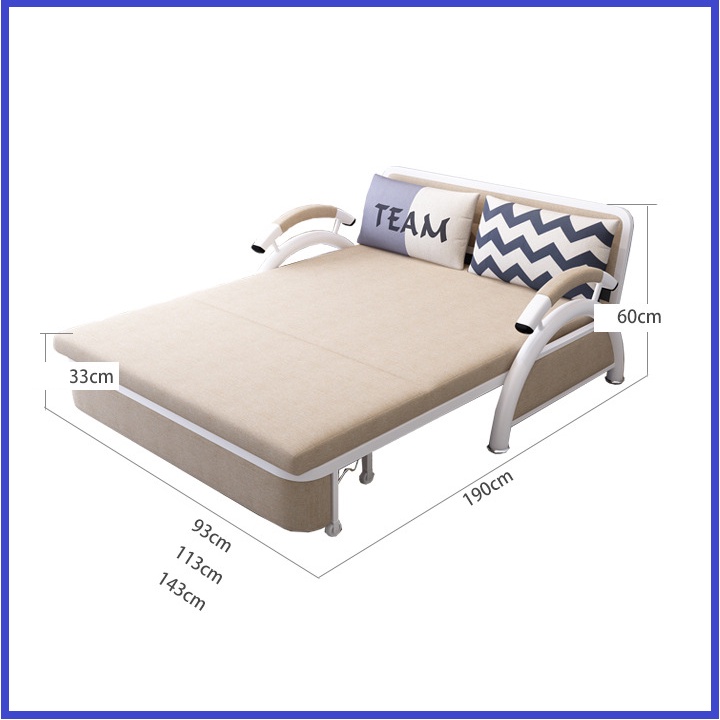 Giường Sofa Hàn Quốc Sang Trọng, Sofa Giường Khung Thép Đệm Cao Su, Giường Sofa Thông Minh, Ghế Sofa Đa Năng