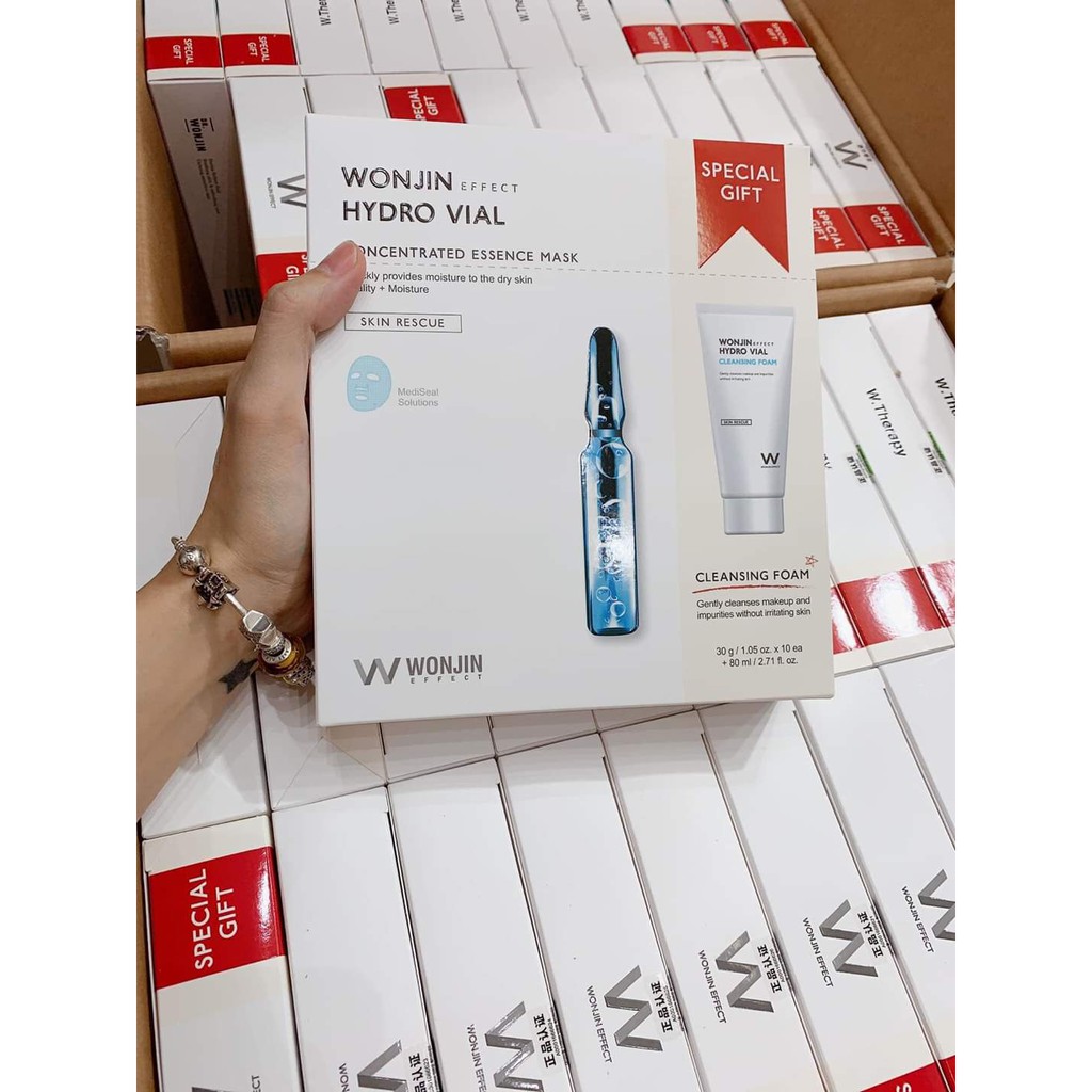(#wonjin) Sét 10 mặt nạ Wonjin kèm sữa rửa mặt 80ml
