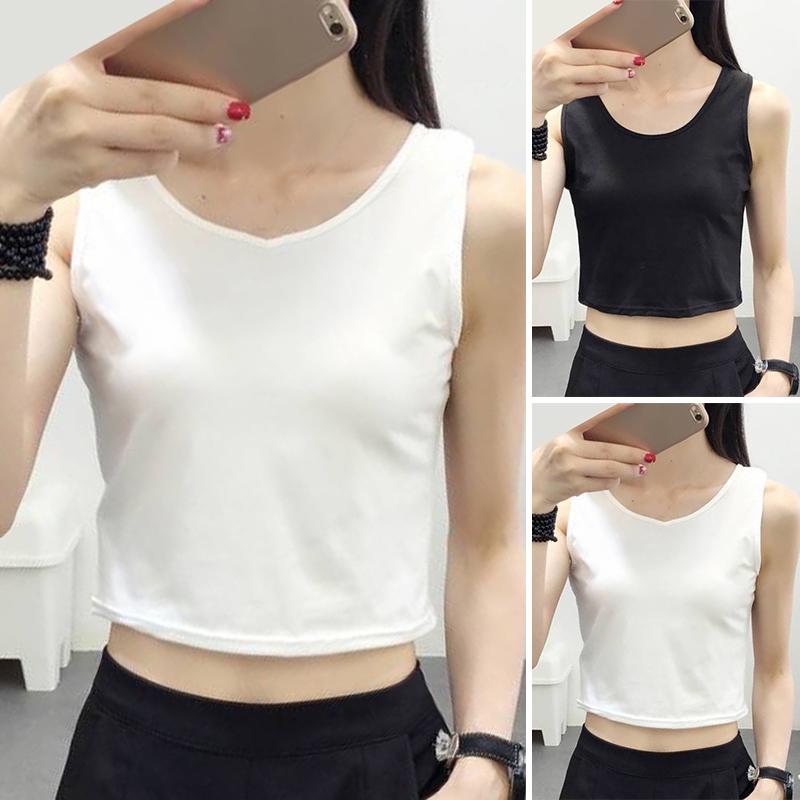 Áo Thun Sát Nách Cổ Tròn Màu Trơn Thiết Kế Thanh Lịch Cho Phái Nữ